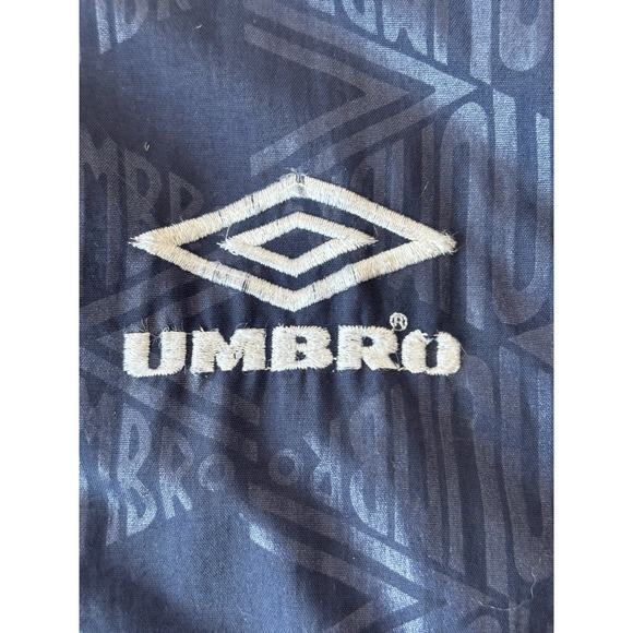 Vintage Umbro Jacket Mens XL Blue Parka Coat Soccer‎ 90s All Over Print Puffer - Picture 6 of 11